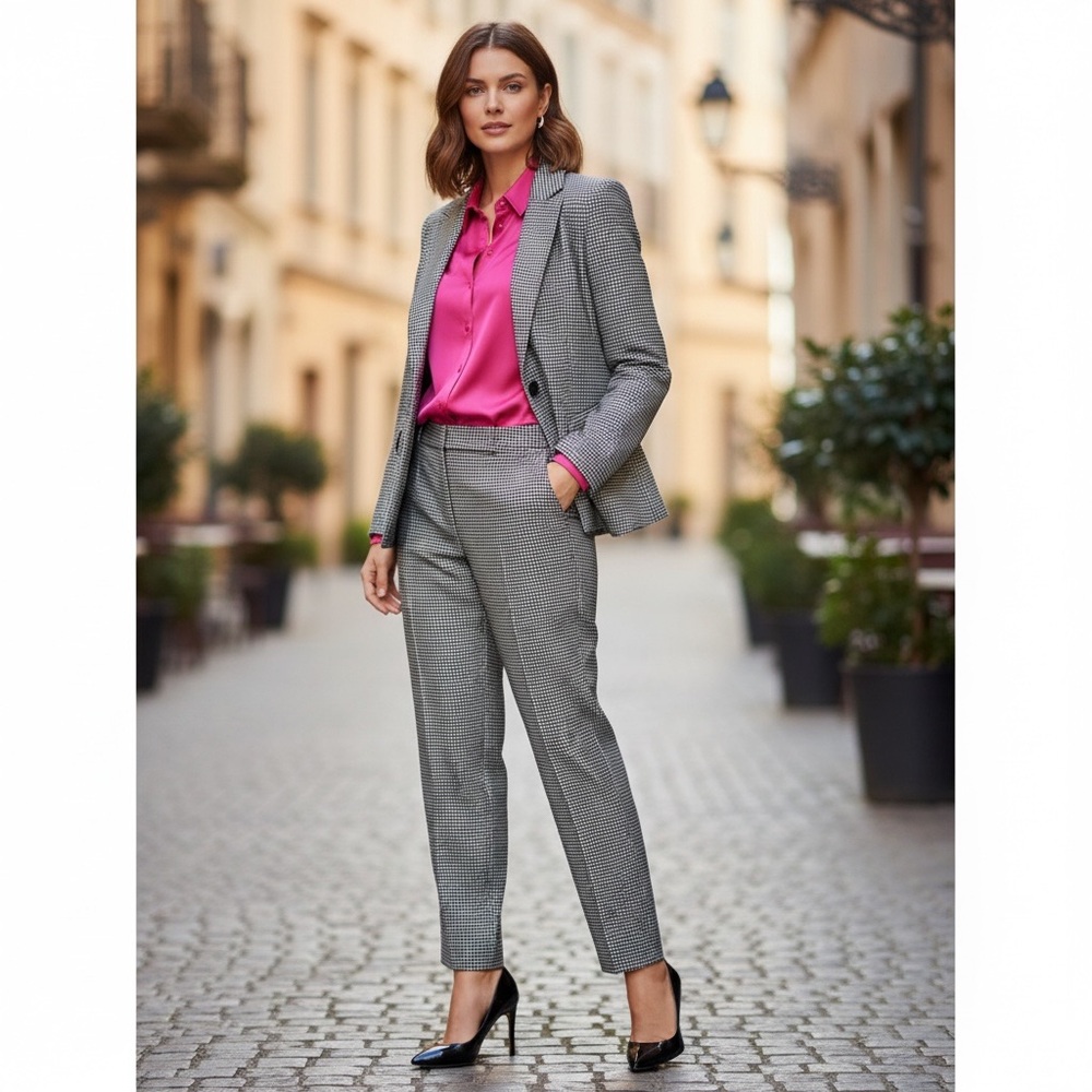 White House Black Market Houndstooth pantsuit‎ size 6 NWT